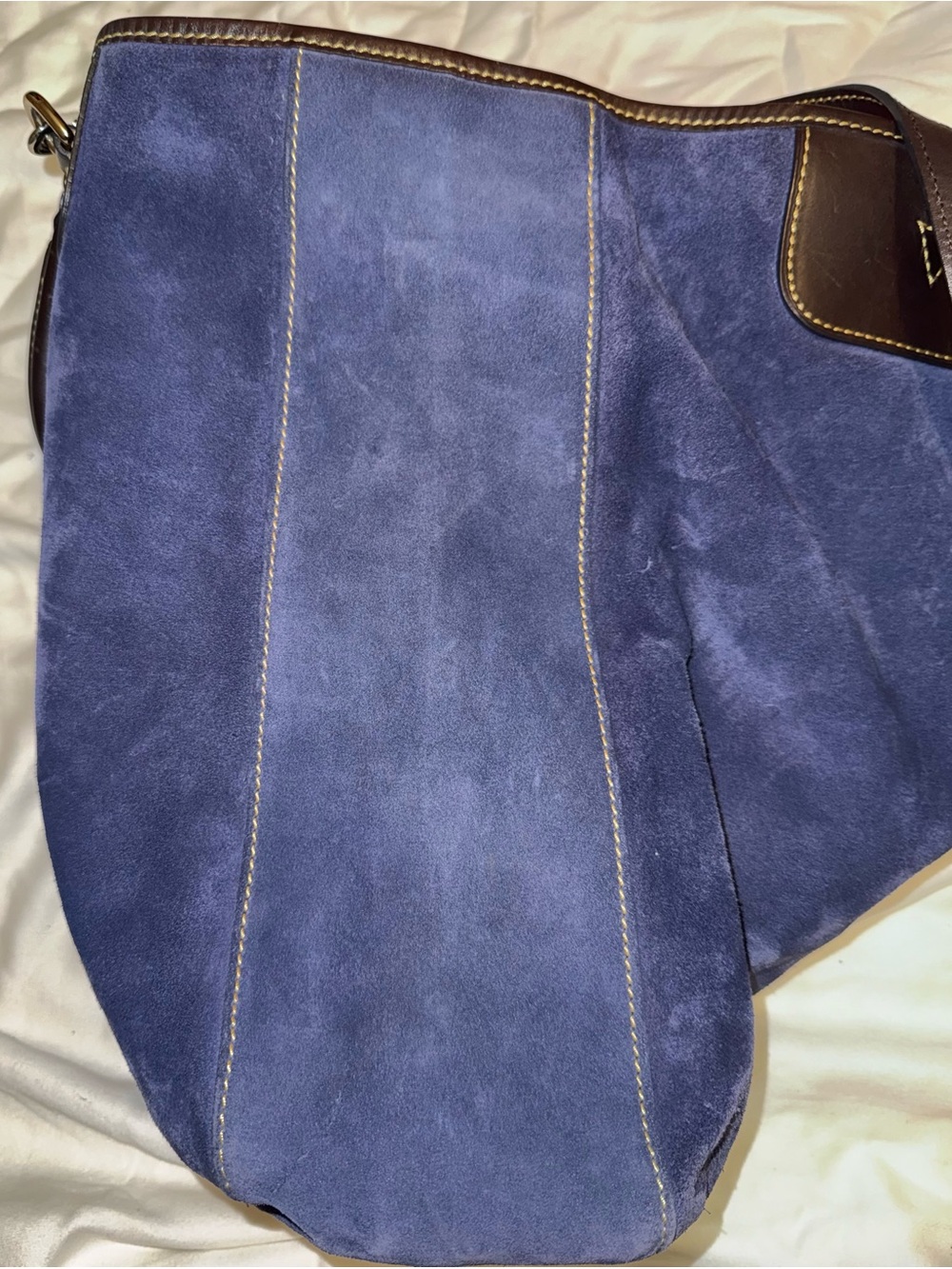 Dooney and Bourke Navy Suede Tote Bag - Picture 2 of 7